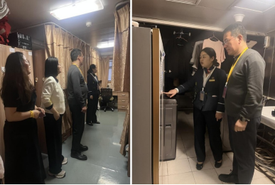 校长程书强一行实地考察国际邮轮乘务管理专业学生的实习与就业情况 校长程书强一行实地考察国际邮轮乘务管理专业学生的实习与就业情况