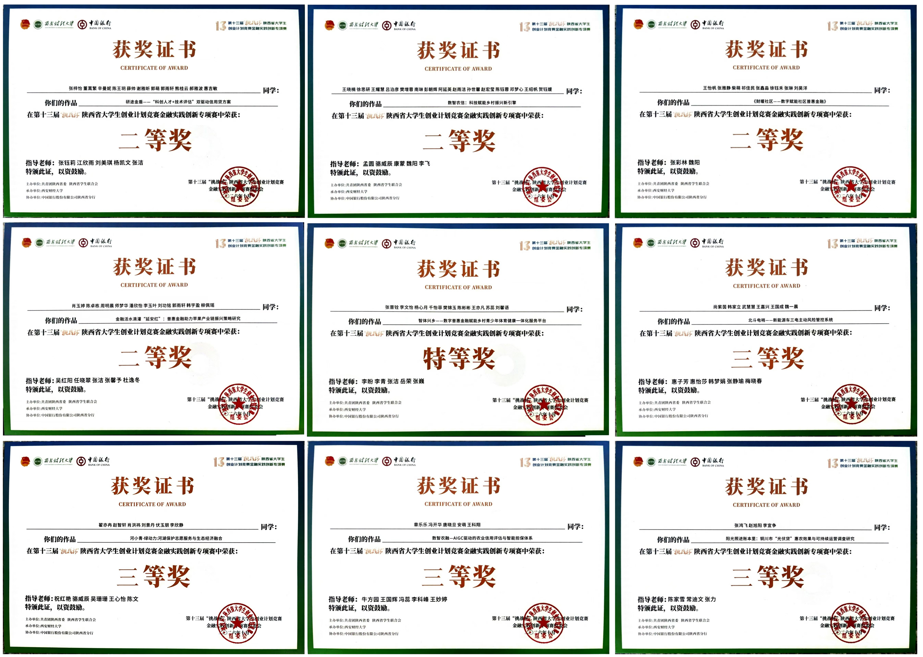 获奖证书 获奖证书