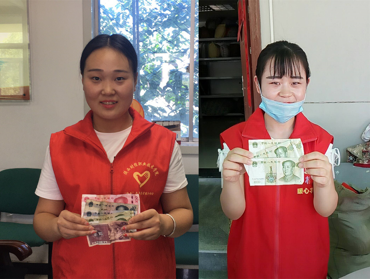 我院学子分拣衣物过程中捡到现金140余元